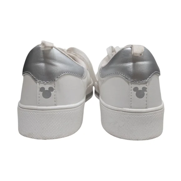 Disney Primark White Rhinestone Mickey Mouse Sneakers Women's Size 9 Silver Trim - Picture 9 of 11